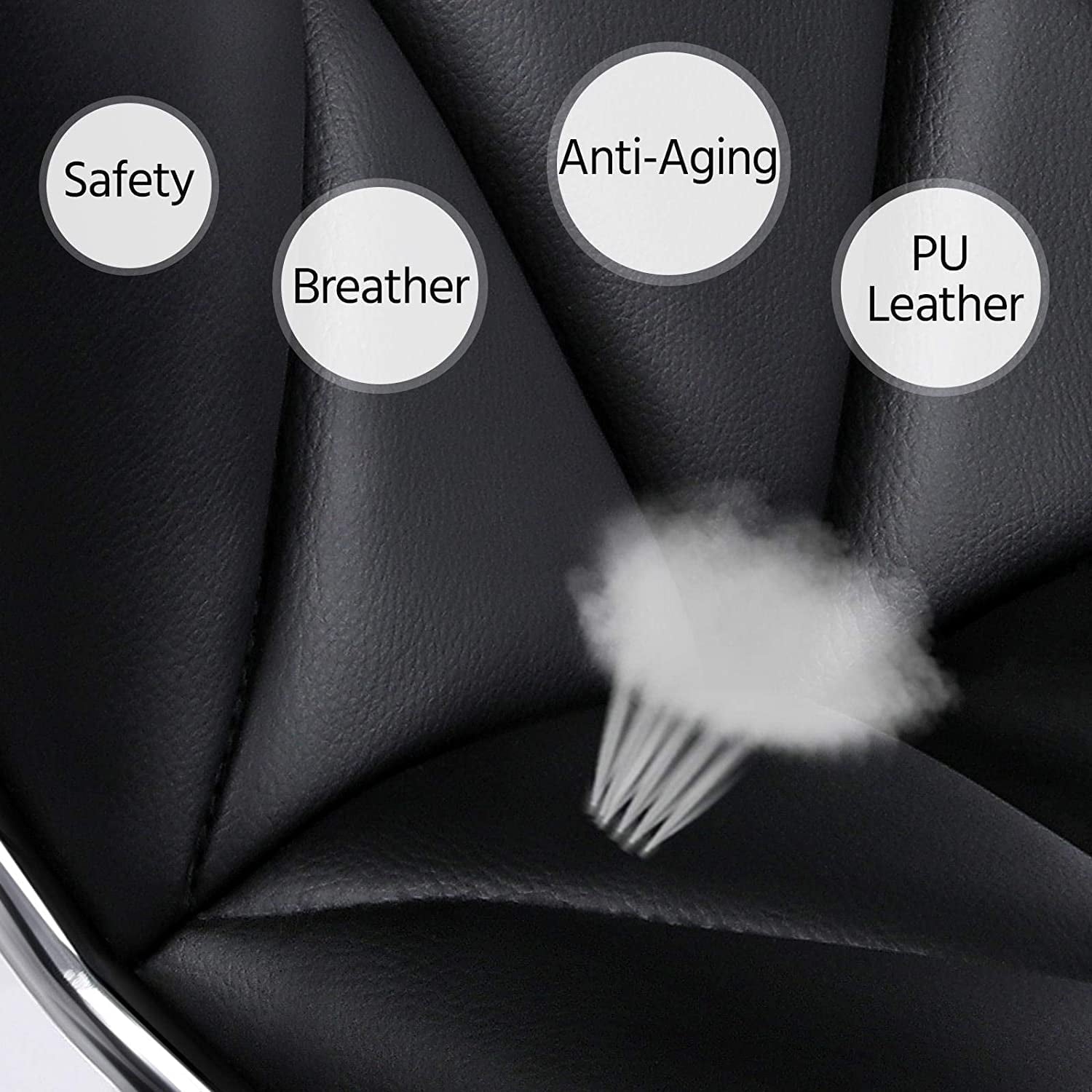 Leopard PU Leather Padded Shell Back Adjustable Swivel Bar Stools, Black