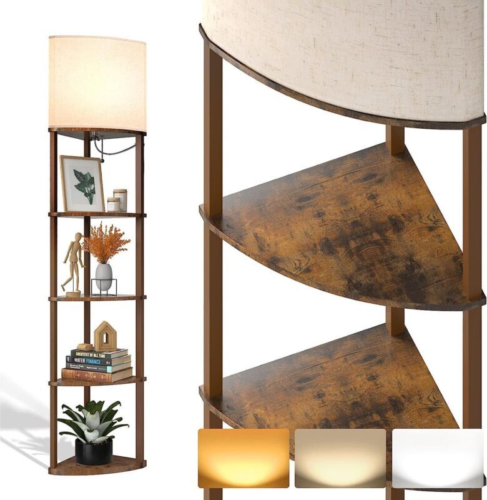 addlon 5-Tier Sector Corner Shelf Floor Lamp with 3 70Inch (5-tier), Vintage