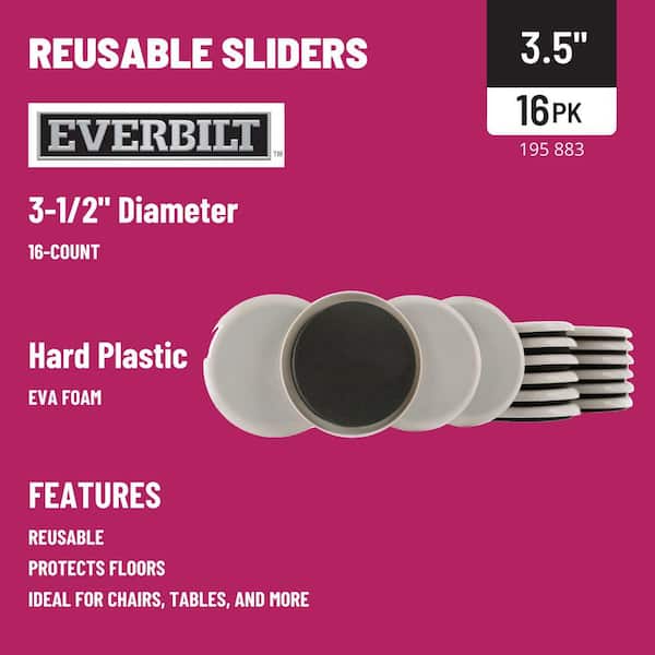 3-1/2 in. Beige Round Plastic Furniture Heavy-Duty Furniture Sliders for Carpeted Floor Protection (16-Pack)