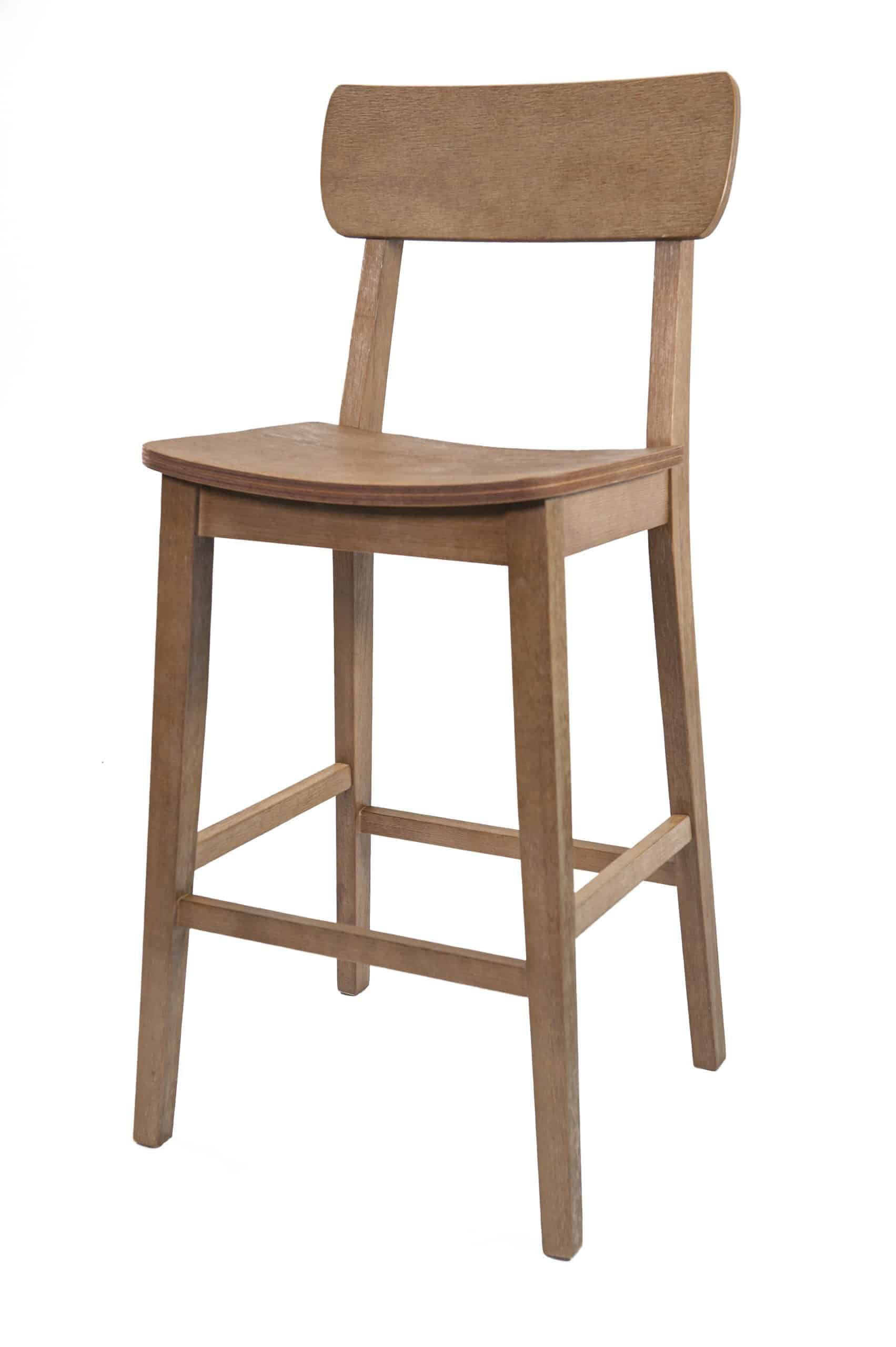Boraam Torino Bar Height Open High Back Stationary Wood Bar Stool, Barnwood Wire-Brush Finish