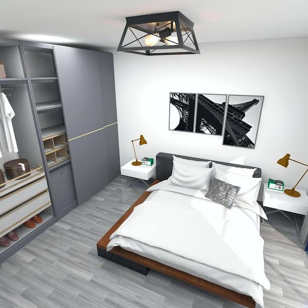 12 in. 2-Light Matte Black Flush Mount