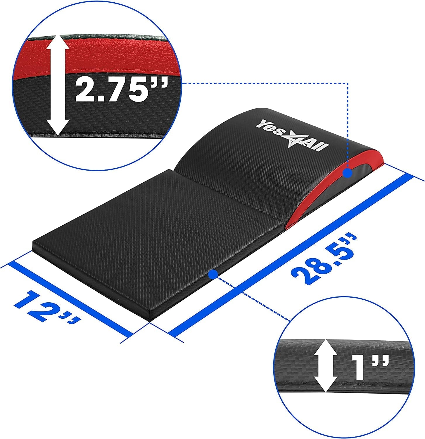 Yes4All Ab Exercise Mat with Tailbone Protecting Pad for Abs Workouts (Red)
