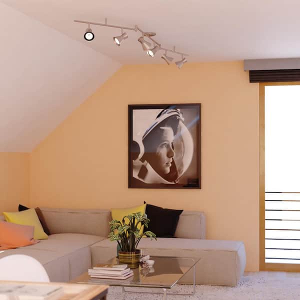 Alto 6.84 ft. 6-Light Brushed Nickel LED Swing Arm Flexible Track Lighting Kit with Step Head