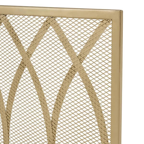 Buncombe Modern Gold Single Panel Iron Fire Screen