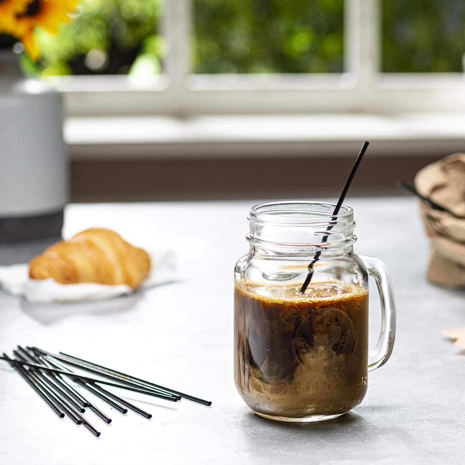 Comfy Package 7” Coffee Stir Sticks Coffee Straws Drink Stirrers, Black 1000-Pack