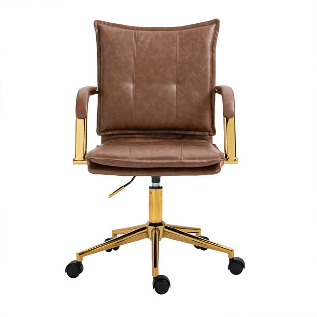 MOJAY PU Leather Ergonomic Executive Office Desk Chair, Brown