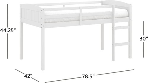 Alexis Twin Loft Bed with Ladder, White