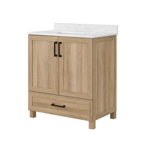Glacier Bay Bathroom VanityTop 30"W Weathered Tan+White Cultured MarbleTop+1Sin<wbr/>k