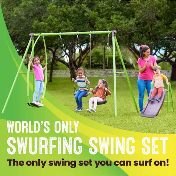 Swurfer Swing Sets for Backyard Playground Sets for Backyard Playset with Swings Slide Holds Up to 400 lbs.