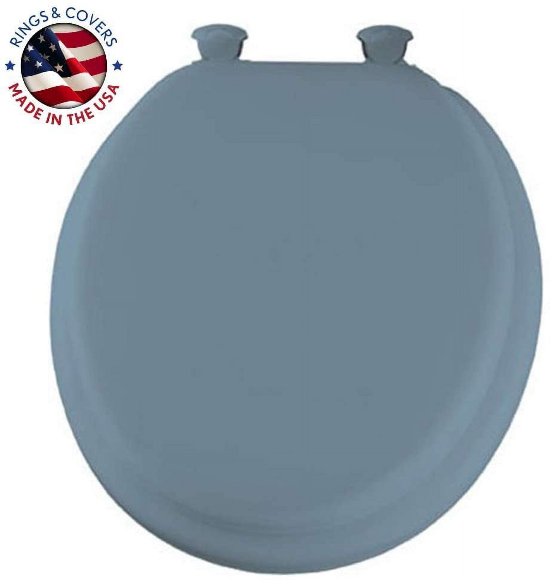 Mayfair 15EC 034 Removable Soft Toilet Seat that will Never Loosen, ROUND - Premium Hinge, Sky Blue
