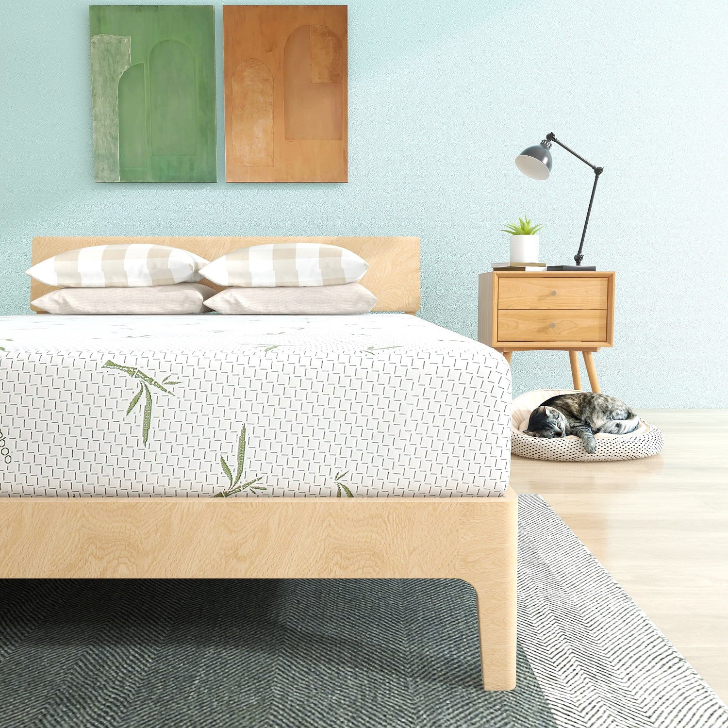 Mattress,Smiaoer 8 inch Memory Foam Mattress Bed in a Box,Medium Firm with Soft Bamboo Cover,Made in USA