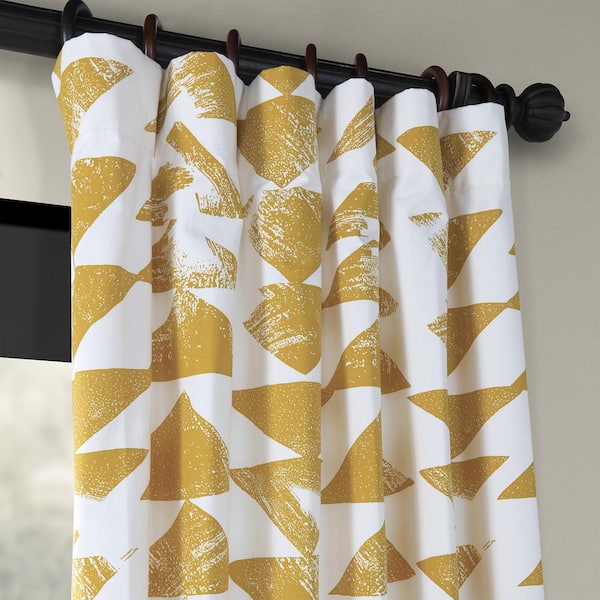 Triad Gold Geometric Rod Pocket Room Darkening Curtain - 50 in. W x 84 in. L (1 Panel)