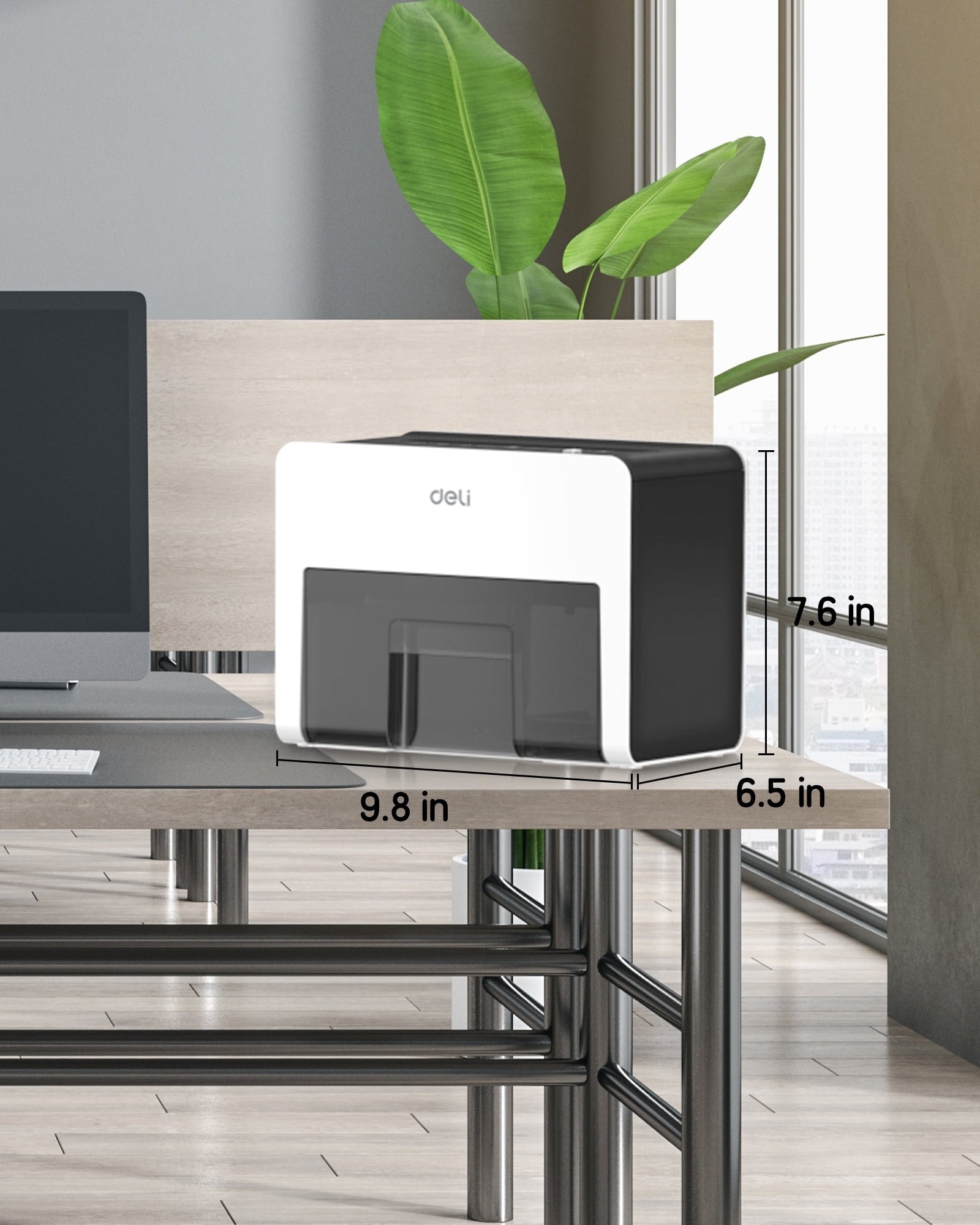 Deli 8-Sheet Paper Shredder Home Office Use Shredder, Mini Desktop Crosscut Shredder with 0.7 Gallon Bin Shred Credit Card/Mail/Staple/Clip, P-4 Security Paper Cutter, White