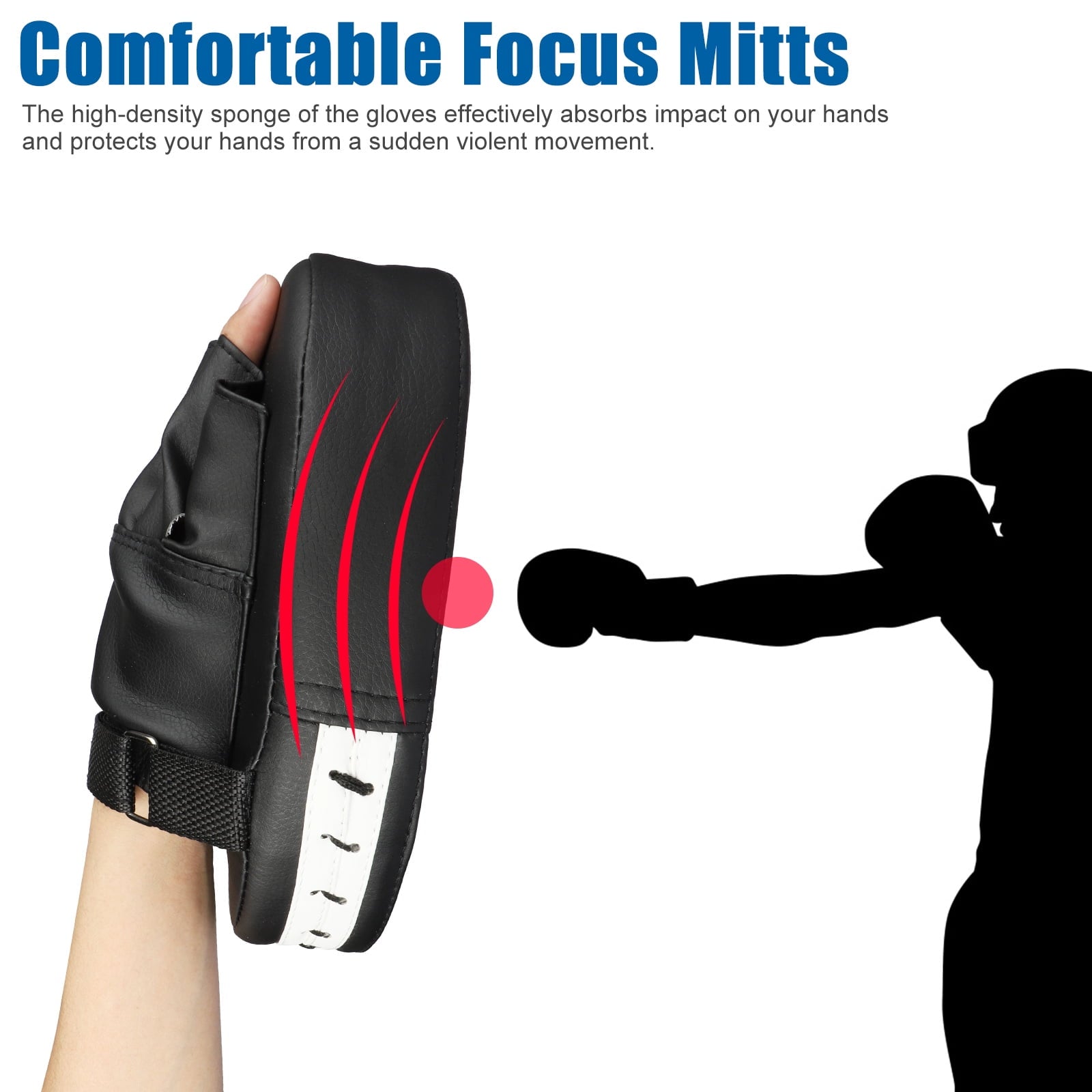 2pcs Boxing Mitts, EEEkit MMA Punching Boxing Training Hand Pads PU Leather Punching Kicking Palm Pads Training Boxing Target Pad,  Ideal for Karate, Muay Thai Kick, Sparring