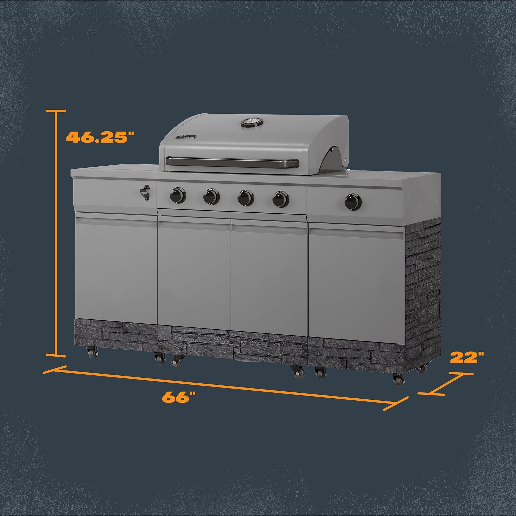 TYTUS 4-Burner Fresno Series Gunmetal Gray + Graphite Stone Island Grill