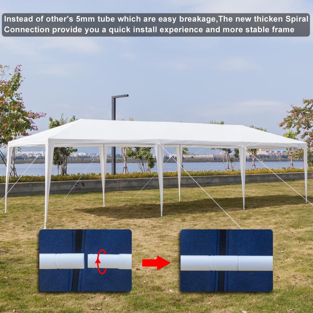 Zimtown 10'x30' Canopy Tent Party Wedding Tent with Spiral Tubes White