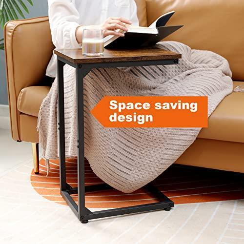 AMHANCIBLE C Shaped End Table Set of 2, Side Tables Living Room, C Table for
