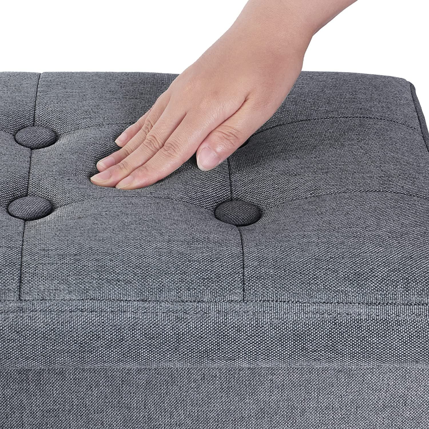 Storage Ottoman Folding Rectangle Cube Coffee Table Multipurpose Foot Rest Short Children Sofa Stool Linen Fabric Ottomans Bench Foot Rest for Bedroom 17