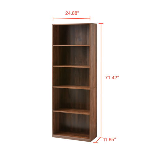 Mainstays 5 Shelf Adjustable Shelf Bookcase, Oak