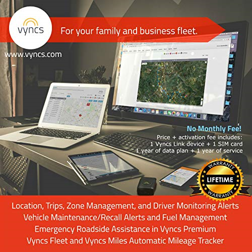 GPS Tracker Vyncs No Monthly Fee OBD, Real Time 3G Car GPS Tracking Trips Free 1