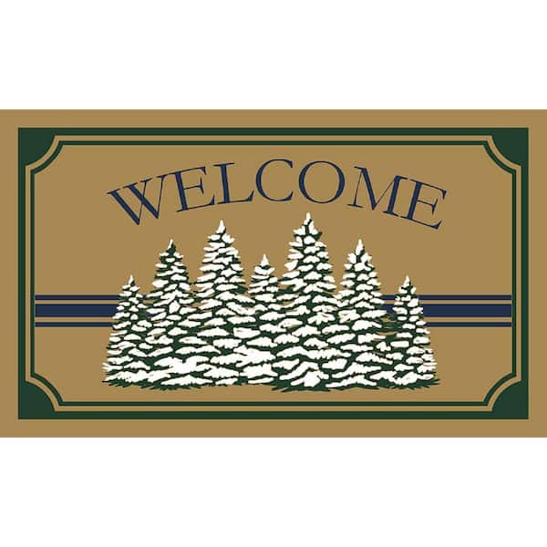 Christmas Tree Stripe Faux Coir 18 in. x 30 in. Holiday Doormat