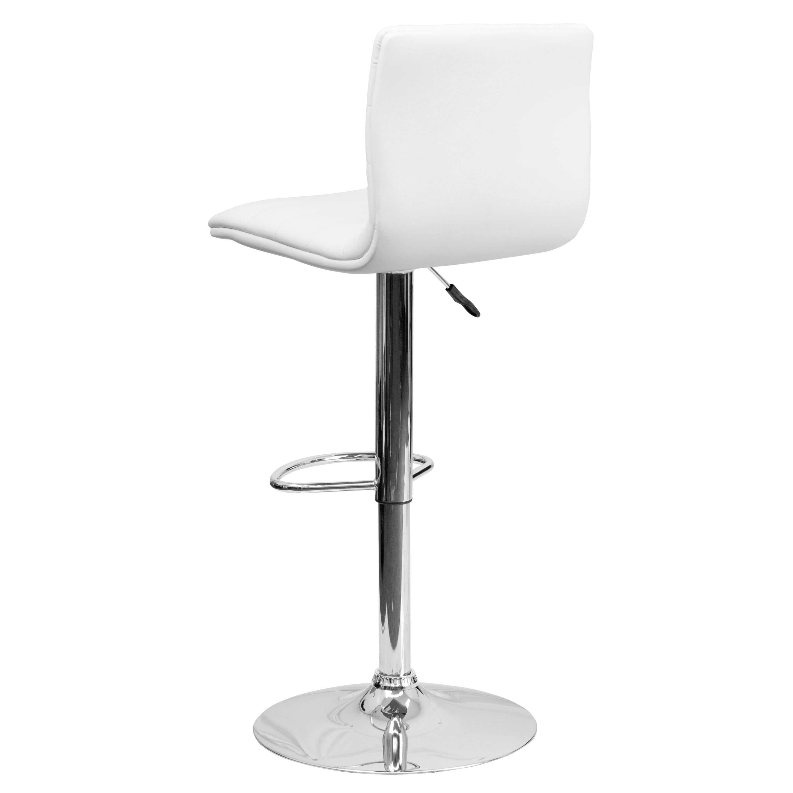 Flash Furniture Betsy Modern White Vinyl Adjustable Bar Stool with Back, Counter Height Swivel Stool with Chrome Pedestal Base