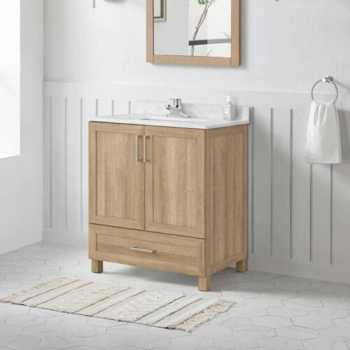 Glacier Bay Bathroom VanityTop 30"W Weathered Tan+White Cultured MarbleTop+1Sin<wbr/>k