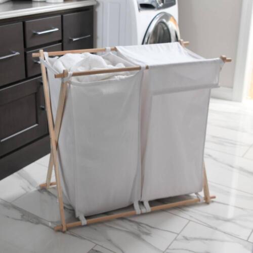 HOUSEHOLD ESSENTIALS Laundry Sorter Collapsible X-Frame Washable Poly-Cotton Bag