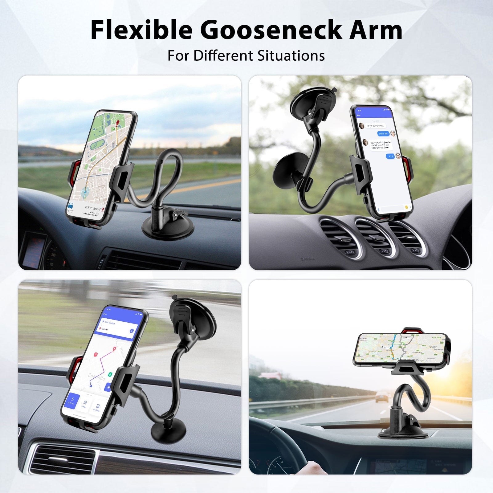 EEEkit Car Phone Holder, Universal Long Arm Phone Mount Cradle for Windshield Dashboard, Car Suction Cup Phone Mount Compatible with iPhone 13 Mini Pro Max 12 11 Pro Max XS XR, Galaxy Note 20 S20