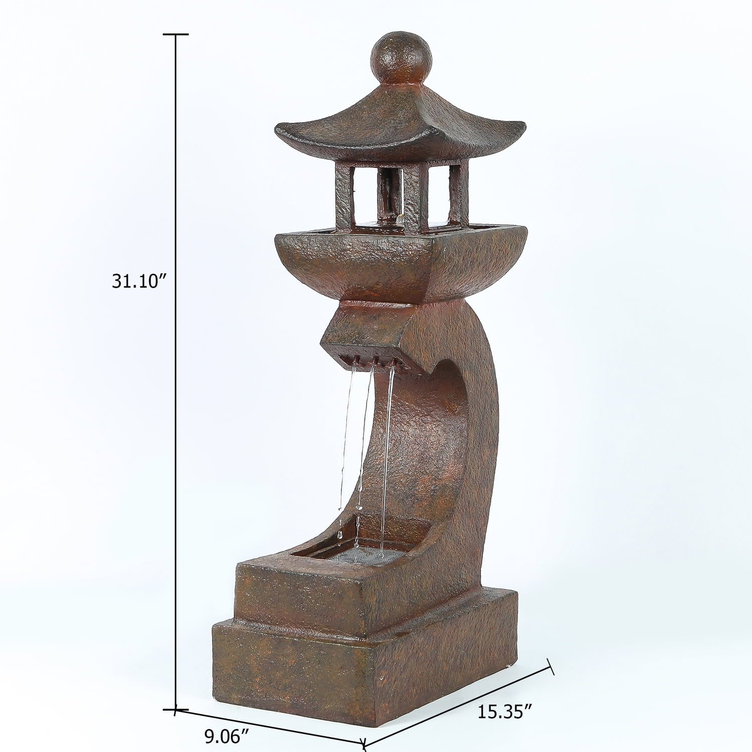 Asian Pagoda 30.9in. H Fountain with LED Light