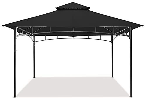 Outdoor Garden Gazebo for Patios with Stable Steel Frame() 11x11 Black