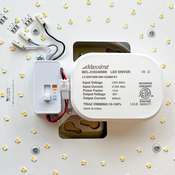 18 in. Satin Nickel Selectable LED Ceiling Flush Mount Fixture, 5 CCT 2700K-5000K, 2000 Lumens, Dimmable