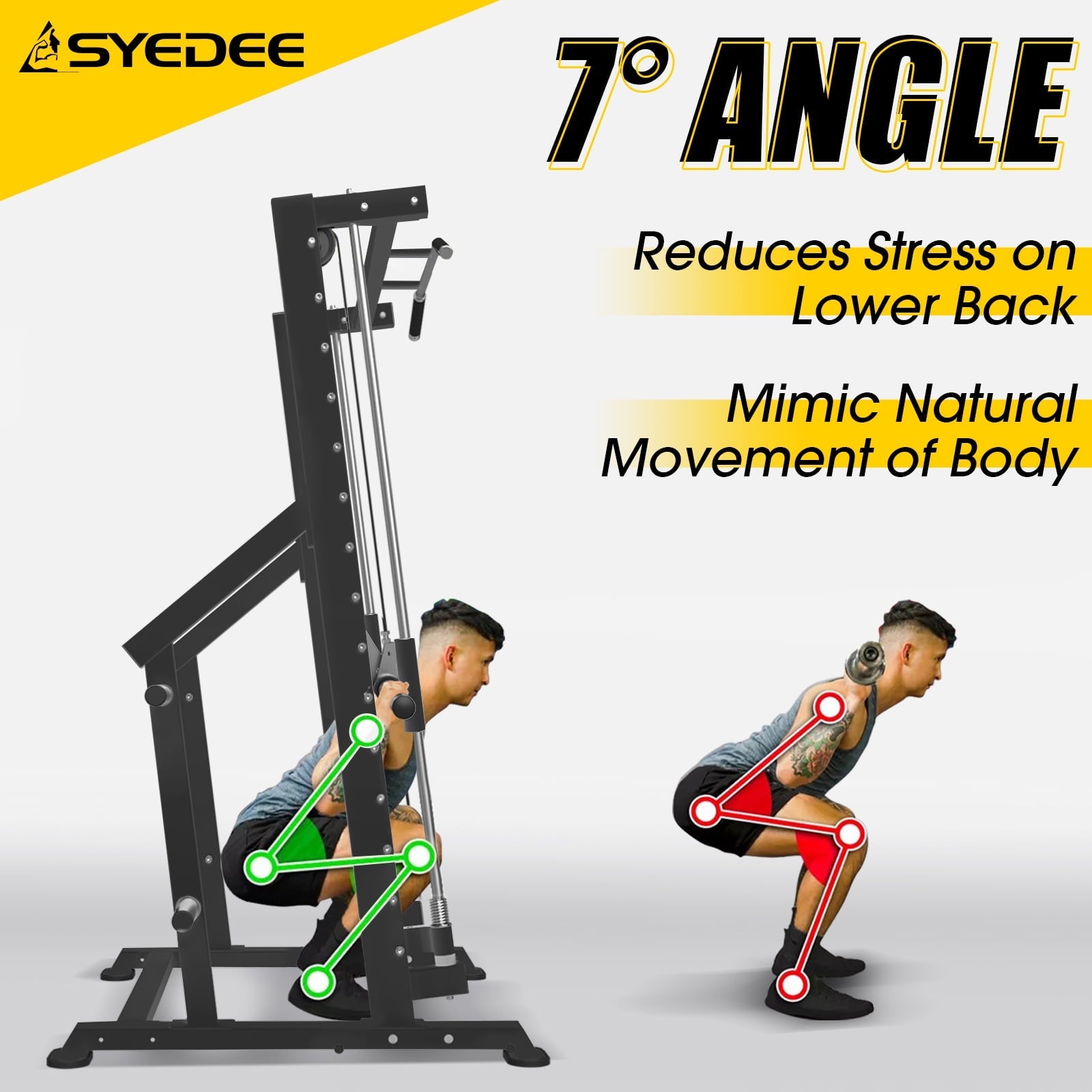 syedee Smith Machine Home Gym, Power Rack Cage with Linear Bearing,Commercial Grade(Black)