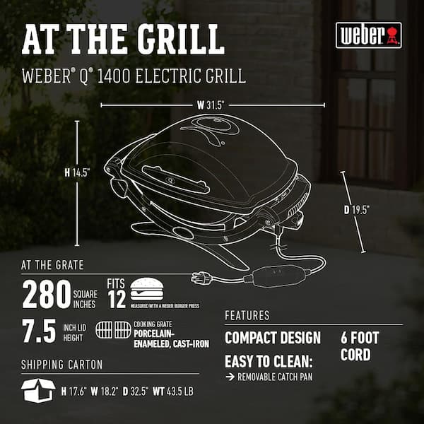 Q 2400 1-Burner Portable Electric Grill in Gray