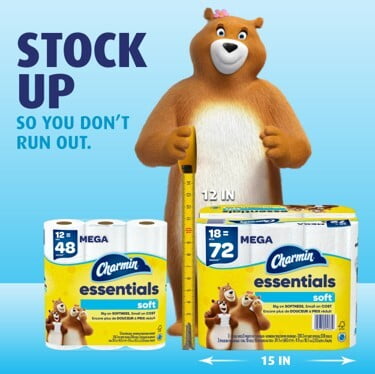 Charmin Essentials Soft Toilet Paper, 6 Mega Rolls
