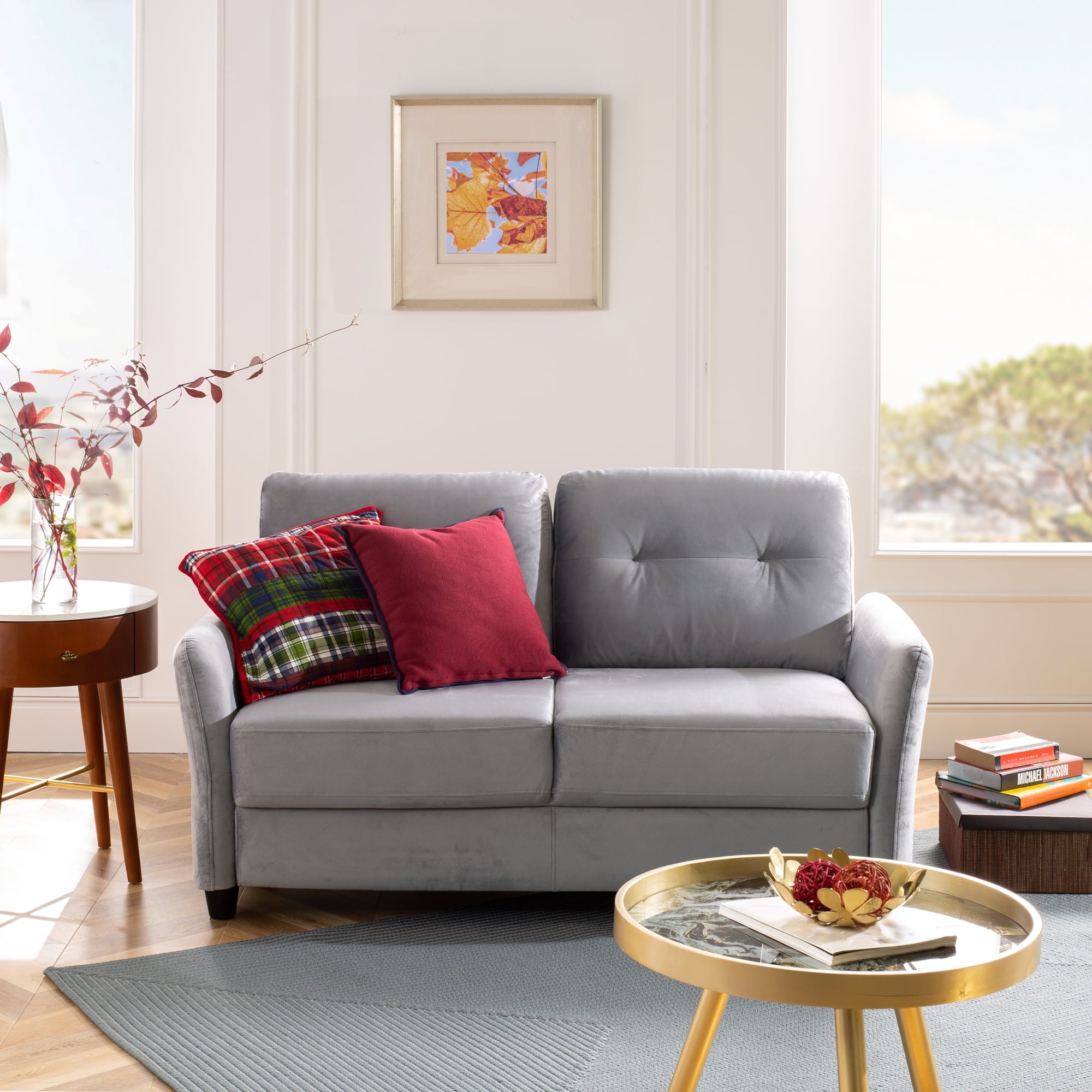 Ember Interiors Ricardo Loveseat, Grey Velvet