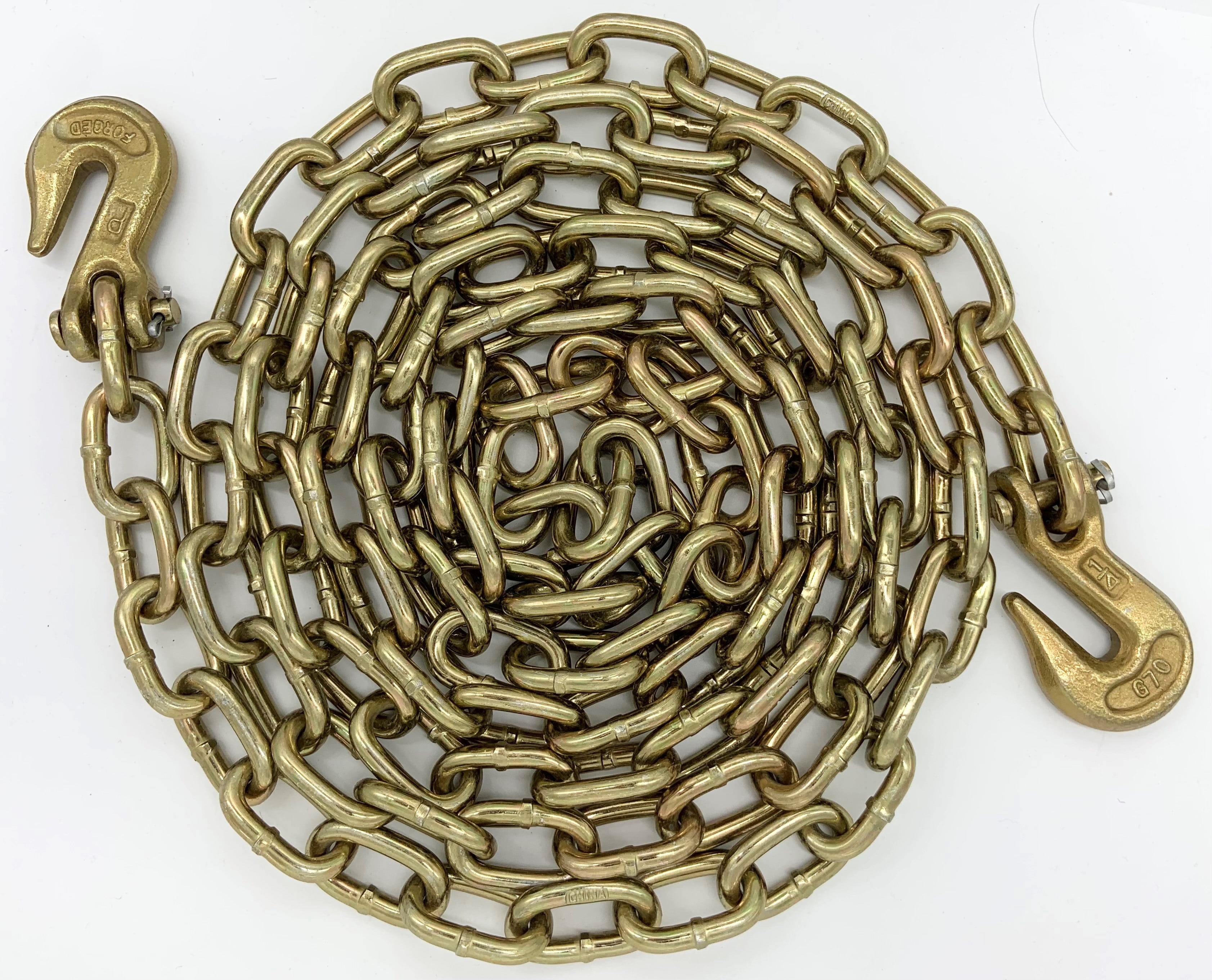 Peerless Chain Utility Yellow Zinc Plated Tow Chain & Hooks, 1/4