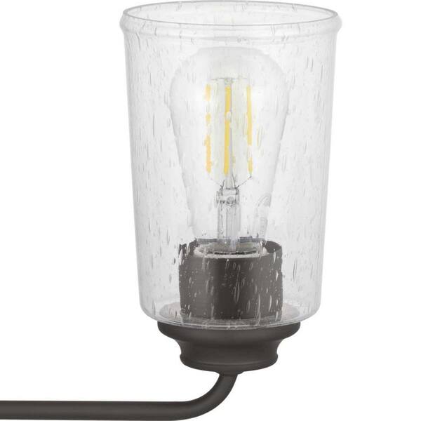 Evangeline 23 in. 3-Light Modern Bronze Farmhouse Bathroom Vanity Light with Clear Seeded Glass Shades