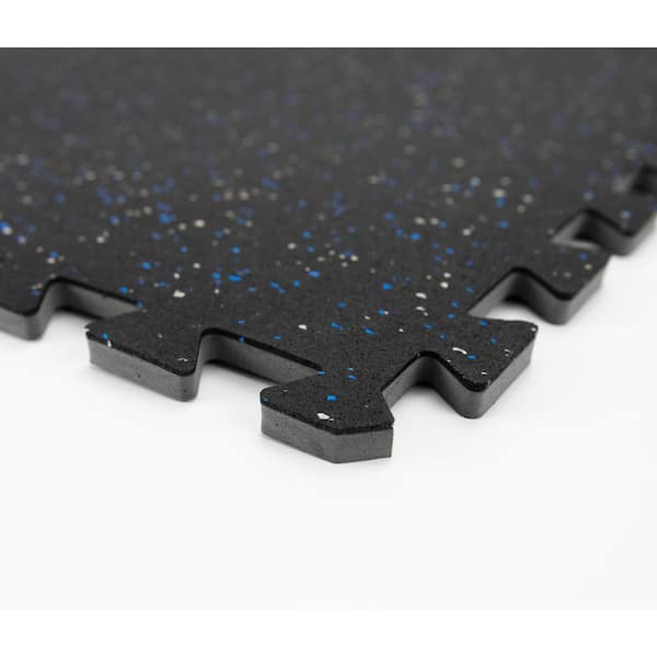 Scoria Black 24 in. W x 24 in. x 0.47 in. Thick L Rubber Interlocking Exercise Floor Tiles (4 tiles/case)