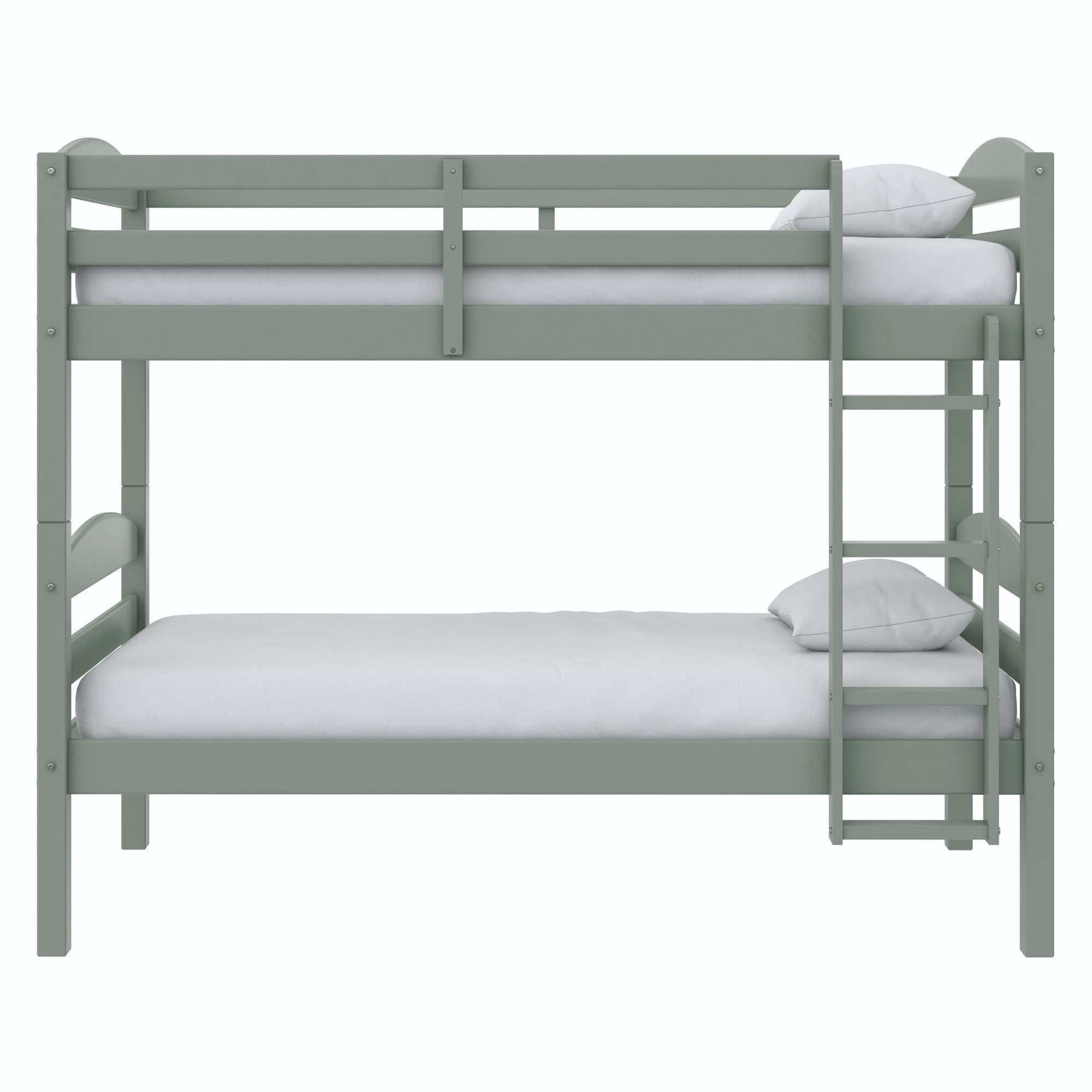 Better Homes & Gardens Leighton Solid Wood Twin-over-Twin Convertible Bunk Bed, Sage Green