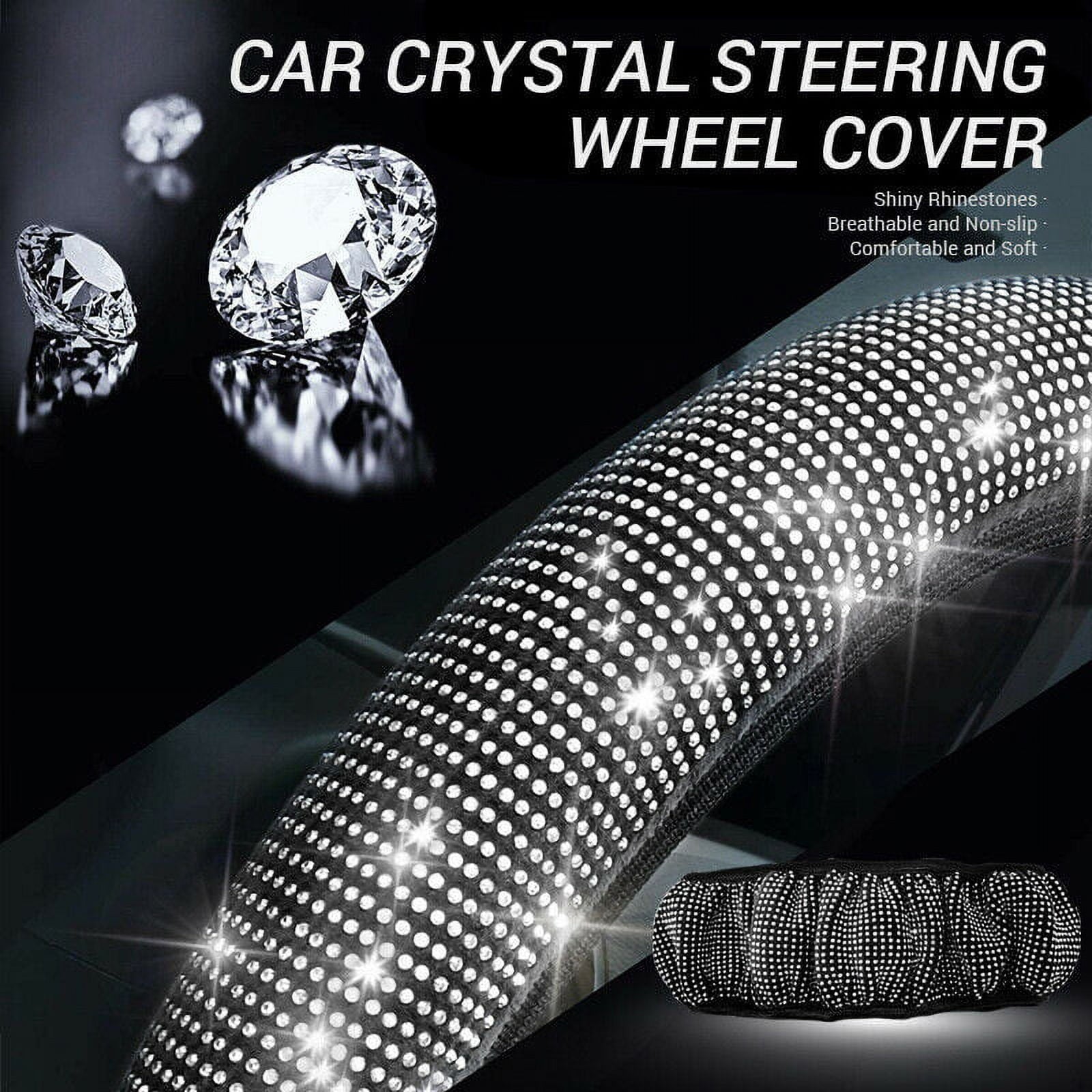 Universal 38CM Rhinestones Diamond Car Steering Wheel Cover Bling Crystal Silver