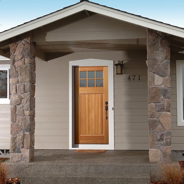 36 in. x 80 in. 1 Panel Universal 6 Lite TDL Satin Glass Unfinished Fir Wood Front Door Slab with Ovolo Sticking