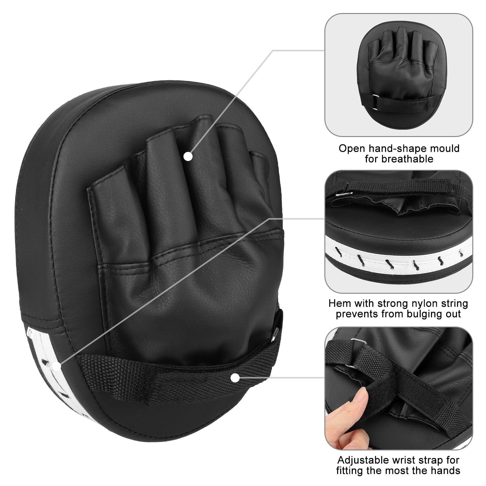 2pcs Boxing Mitts, EEEkit MMA Punching Boxing Training Hand Pads PU Leather Punching Kicking Palm Pads Training Boxing Target Pad,  Ideal for Karate, Muay Thai Kick, Sparring