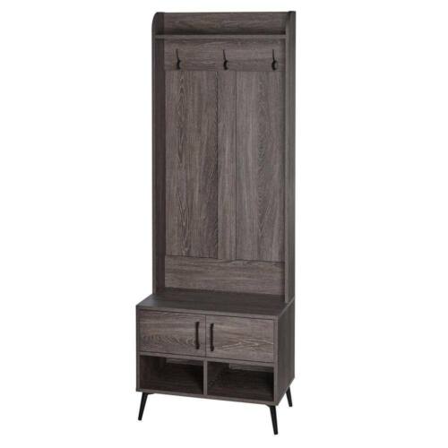 RiverRidge Home Hall Tree 23.63"Wx66.88"<wbr/>H Weathered Wood w/ Bench/Hooks/Cu<wbr/>bbies
