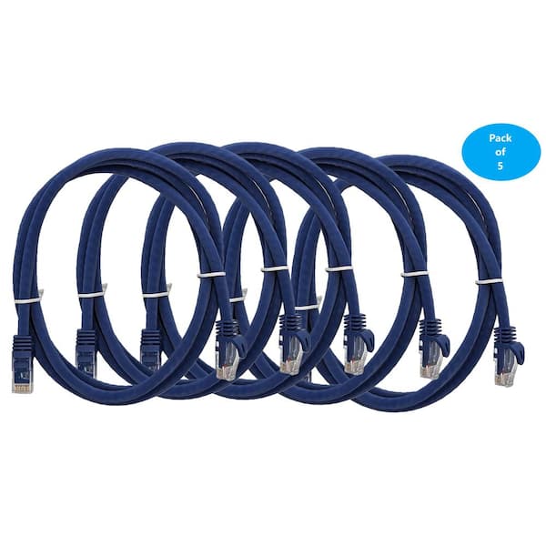 10 ft. Cat 6A 10GB UTP Network Patch Cable, Blue (5-Pack)
