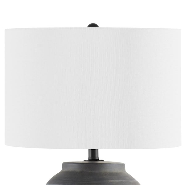 Hookston Black 18 in. Ceramic Table Lamp with White Fabric Shade