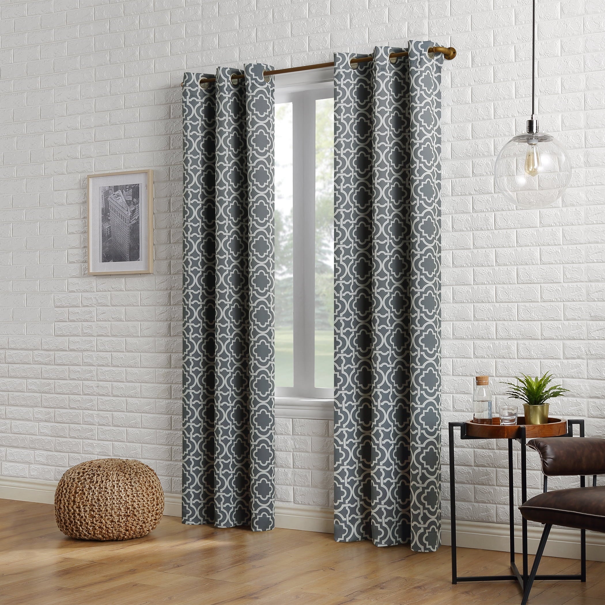 Sun Zero Barnett Trellis Blackout Grommet Curtain Panel, 40