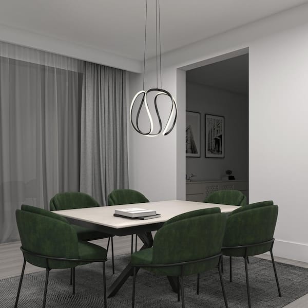 Vivaldi Big 25-Watt 1 Light Black Modern 5 CCT Integrated LED Pendant Light Fixture for Dining Room or Kitchen