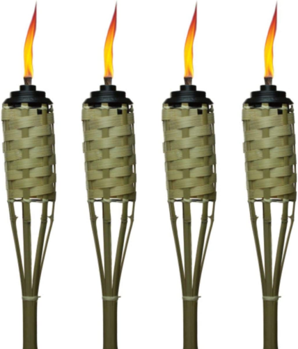 4-Pack Luau Bamboo Torches, Weather Resistant Coated Torch, Outdoor Décor for Ho