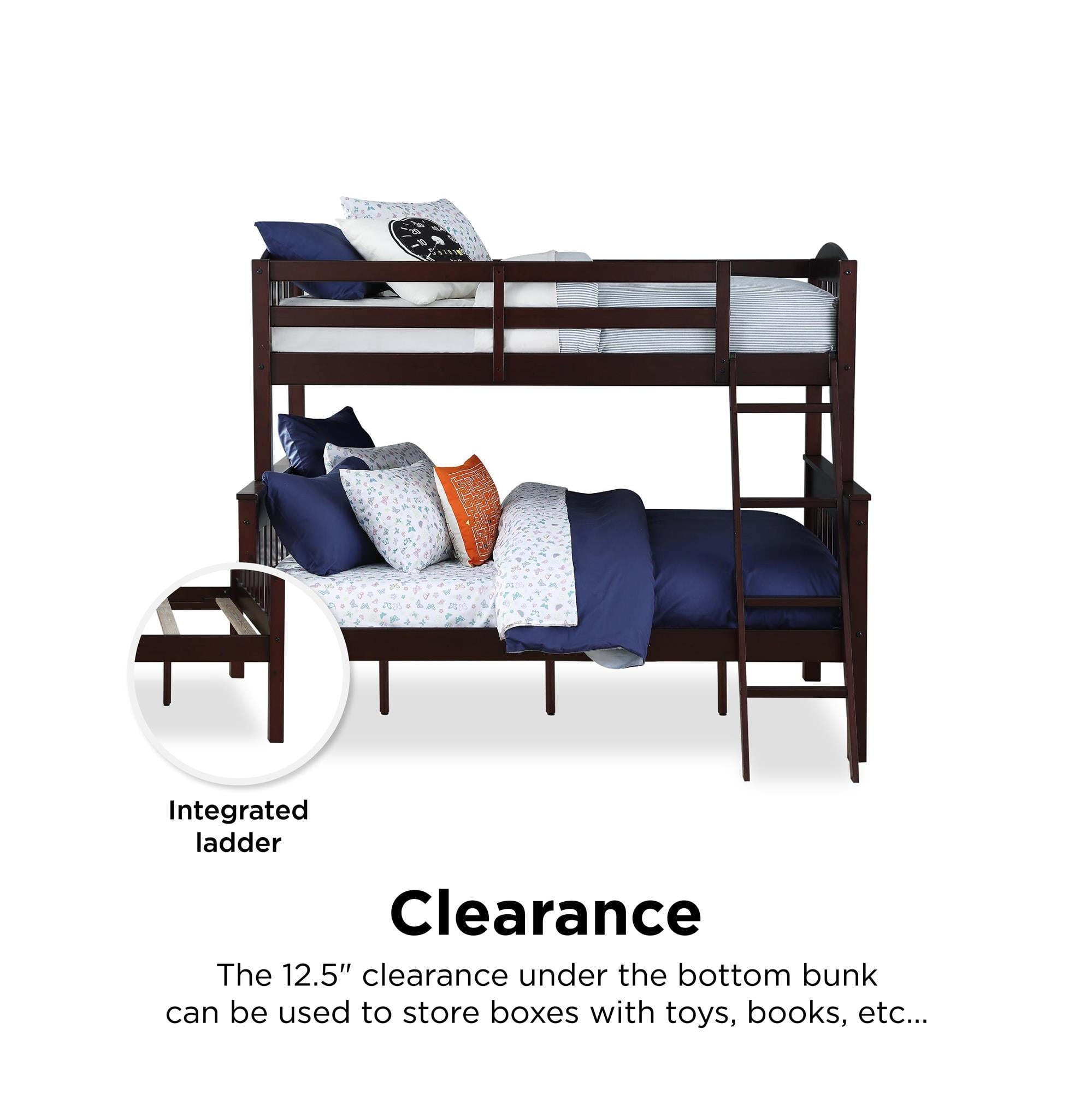 DHP Airlie Twin-Over-Full Bunk Bed with Ladder, Espresso